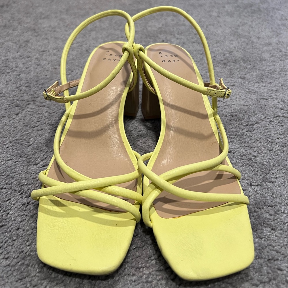 A New Day Women's Bright Yellow Strappy Heels